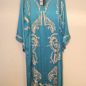 Striking Sky Blue Natori Couture Silk Caftan